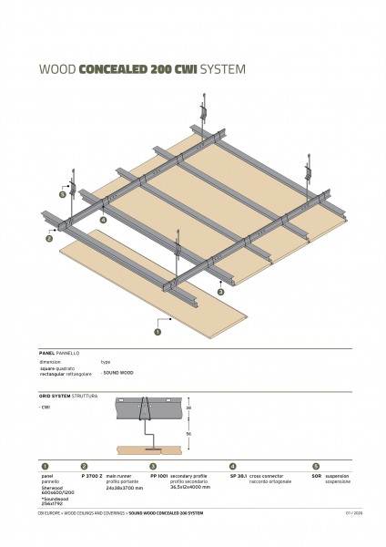 Дървесни тавани CBI EUROPE - SOUND WOOD CONCEALED 200