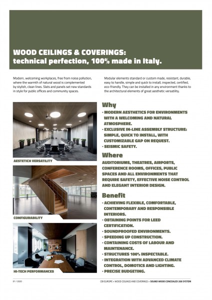 Дървесни тавани CBI EUROPE - SOUND WOOD CONCEALED 200